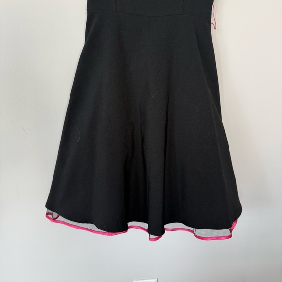 Vintage VTG Y2K Black Pink Trim A Line Tulle Midi Knee Length Dress Steppin Out - Picture 6 of 13